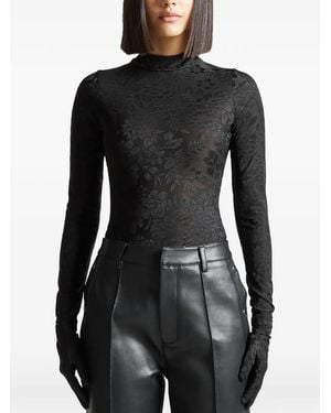 Manière De Voir Ivy Detachable-Gloves Bodysuit Set (Set Of Three) - Black