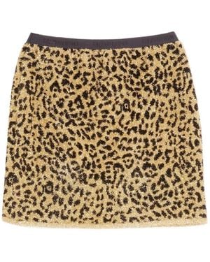 Valentino Garavani Jacquard Animal Print Lurex Knit Short Skirt - Metallic
