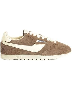 Autry Windspin Suede Logo-Patch Trainers - Brown