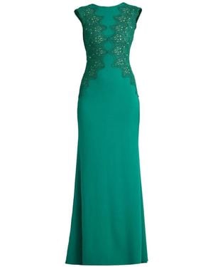 Tadashi Shoji Maxikleid Mit Spitzeneinsätzen - Grün