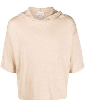 Ma'ry'ya Short-Sleeve Cropped Hoodie - Natural