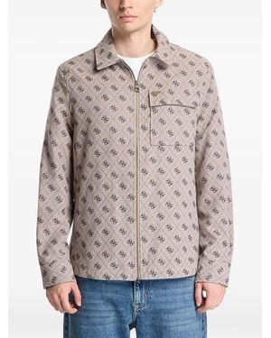 Guess Logo-Pattern Shirt Jacket - Natural