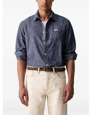 Guess Button-Down Chest-Pocket Shirt - Blue