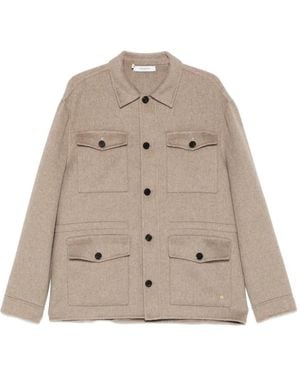 Grayed Buttoned Shirt Jacket - Natural