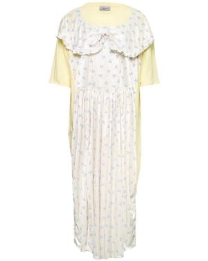 Ashley Williams Robe Fleurie À Col Volanté - White