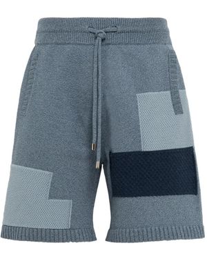 Laneus Patchwork Shorts - Blue