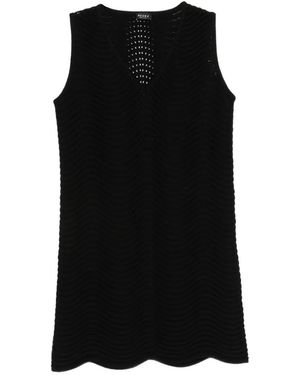 Neera V-Neck Textured Mini Dress - Black