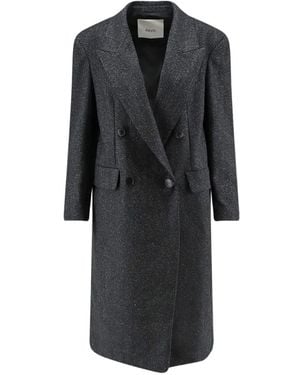 Hevò Martina Franca Double-Breasted Peak-Lapels Coat - Black