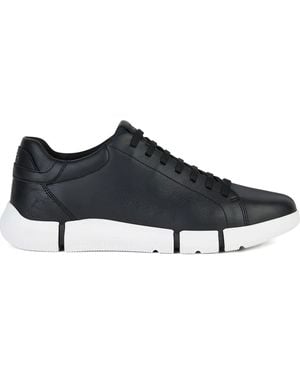 Geox Adacter Leather Lace-Up Trainers - Black
