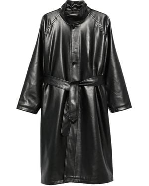Frankie Shop Calen Belted Faux-Leather Coat - Black