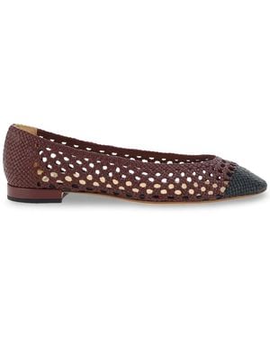 Francesco Russo Interwoven Ballerinas - Brown