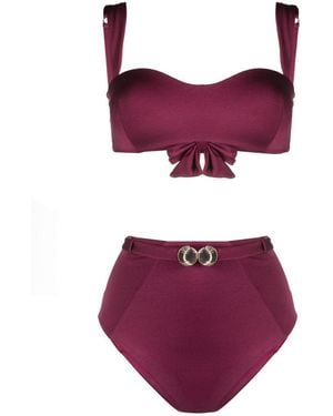 Noire Swimwear Seashell-Motif Bandeau Bikini Set - Purple