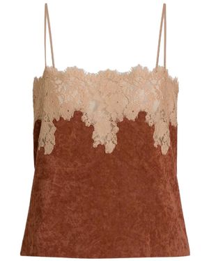 Alberta Ferretti Lace Camisole - Brown