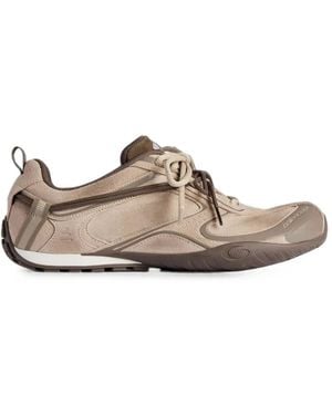 Balenciaga Radar Velvety Panelled Leather Trainers - Brown