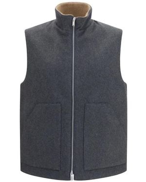 Lardini High-Neck Zip-Up Gilet - Gray