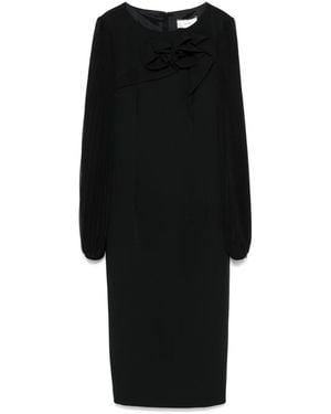 Nissa Floral-Appliqué Midi Dress - Black