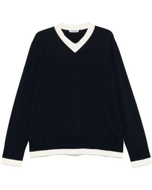 Jil Sander V-Neck Jumper - Blue