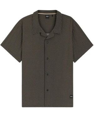 BOSS Geometric-Print Short-Sleeve Shirt - Gray