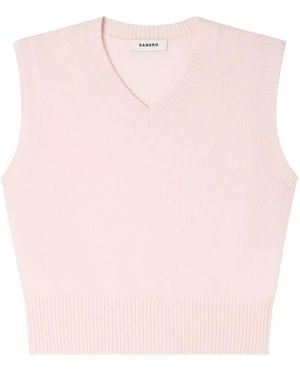 Sandro V-Neck Sleeveless Top - Pink