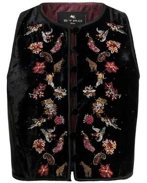 Etro Cropped Samt-Weste Mit Stickerei Und Perlen - Schwarz