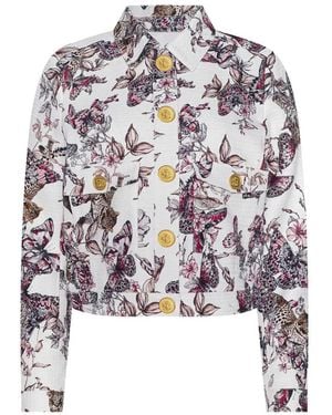 L'Agence Nyx Butterfly-Print Cropped Jacket - White