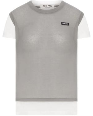 Miu Miu Camiseta a paneles - Gris