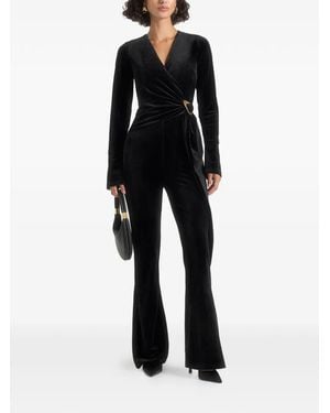 Manière De Voir Solel Velour-Effect Jumpsuit - Black
