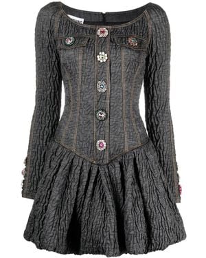 Moschino Crystal-Embellished Textured Minidress - Black
