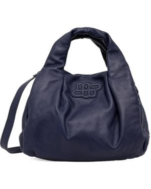 Munthe Lix Logo-Patch Calf Leather Tote Bag - Blue