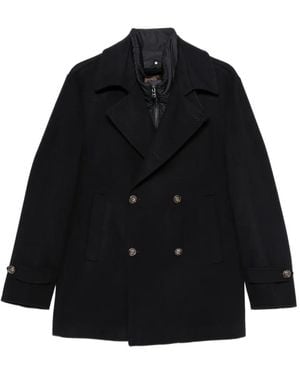 Barba Napoli Double-Breasted Peacoat - Black