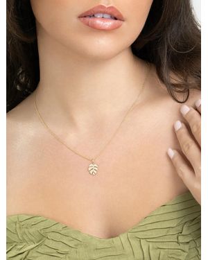 Sydney Evan Monstera Leaf Diamond Necklace - Natural