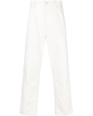 Carhartt Logo-Patch Cotton Straight-Leg Trousers - White