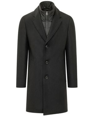 BOSS Wool-Blend Coat With Zip-Up Inner - Black