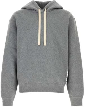Jil Sander Drawstring-Hood Cotton Hoodie - Gray
