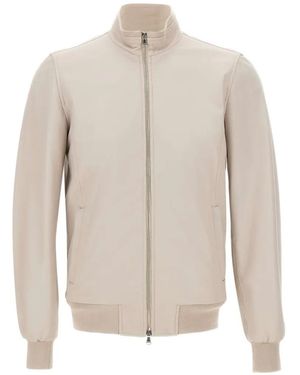 Barba Napoli Fox Ribbed Leather Jacket - White