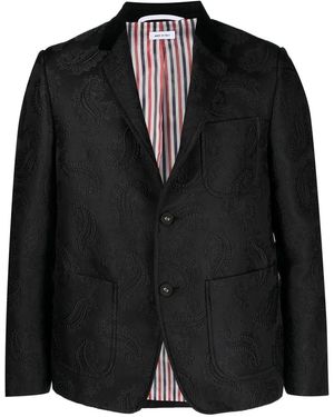 Thom Browne Jacquard Single-Breasted Blazer - Black