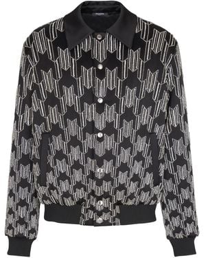 Balmain Satin Bomber Jacket With Crystal Embroidery - Grey