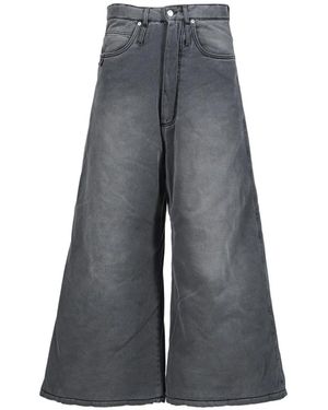 LỰU ĐẠN Washed-Effect Wide-Leg Jeans - Grey