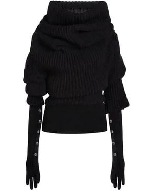 A.W.A.K.E. MODE Chunky-Knit Snood-Style Sweater - Black
