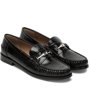 Ferragamo Mocassini Harry Con Effetto Coccodrillo - Nero