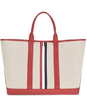 Thom Browne Rwb Stripe Medium Tool Tote - White