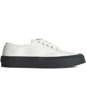 Maison Kitsuné Lace-Up Contrast-Sole Trainers - White