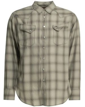 Sugar Cane Jeans Check-Pattern Long-Sleeve Shirt - Grey