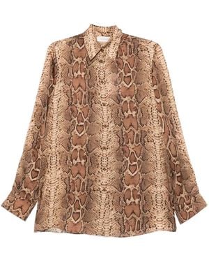 Zimmermann Snakeskin-print Long-sleeve Shirt - Brown