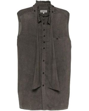 Yohji Yamamoto Ruffled Sleeveless Shirt - Grey