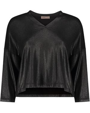 Herno V-neck Metallic Top - ブラック