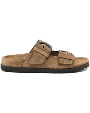 James Perse Suede Buckle Sandals - Brown