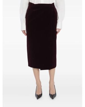 Saint Laurent Velvet Midi Skirt - Black