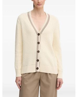 GANT Button V-Neck Cardigan - Natural