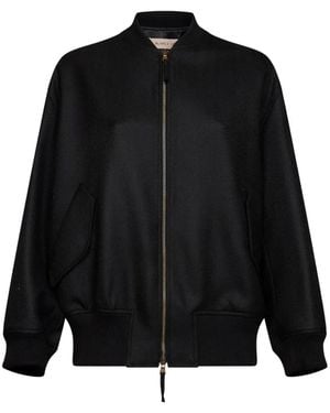 Blanca Vita Chevron-Pattern Wool Jacket - Black